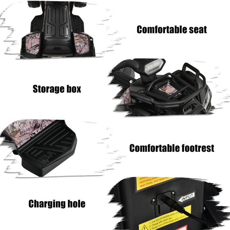 6V Kids ATV Quad Electric Ride On Car Toy Toddler Vehicle W/ LED Light MP3 Black