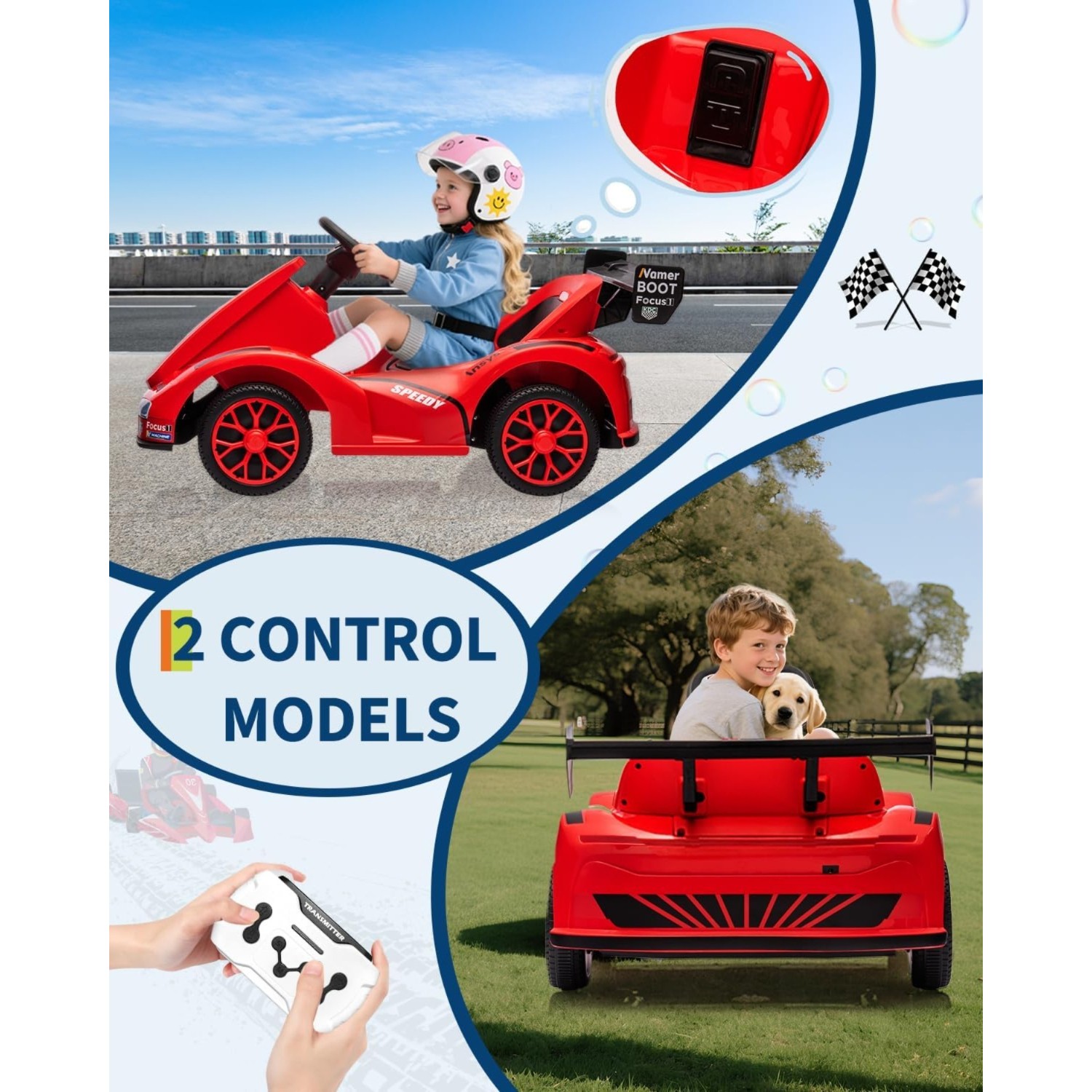 6V Electric Ride-on Racer Go Kart for Kids With Remote Control & Pedal Operation