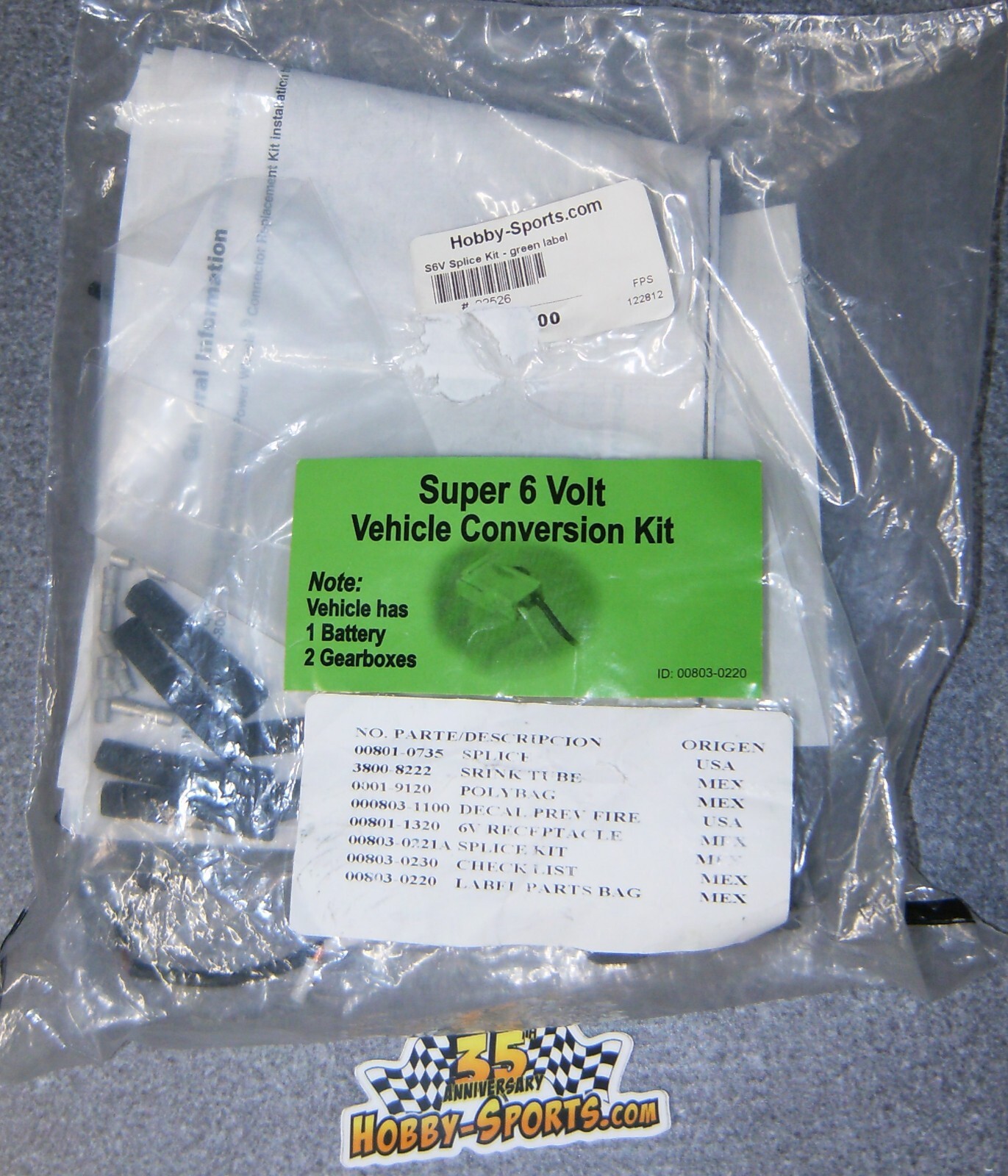 Power Wheels Fisher Price Mattel 74587-9992 – S6V Splice Kit – Green Label