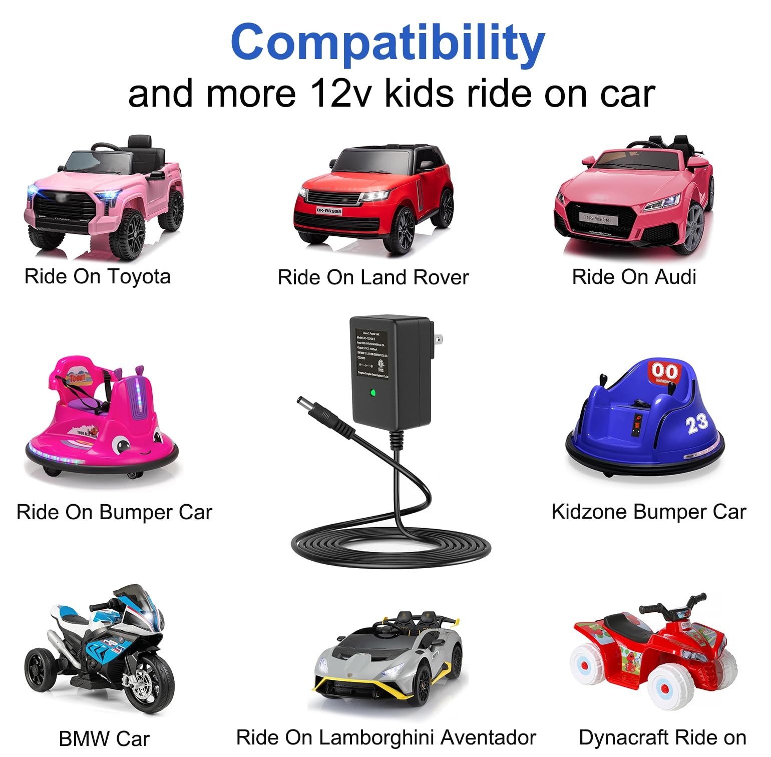 12 Volt Battery Charger for Ride on Toys, 12V Kids Ride on Truck Toy Cars Cha…