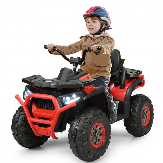 12 V Kids Electric 4-Wheeler ATV Quad with MP3 and LED Lights-Red – Color: Red