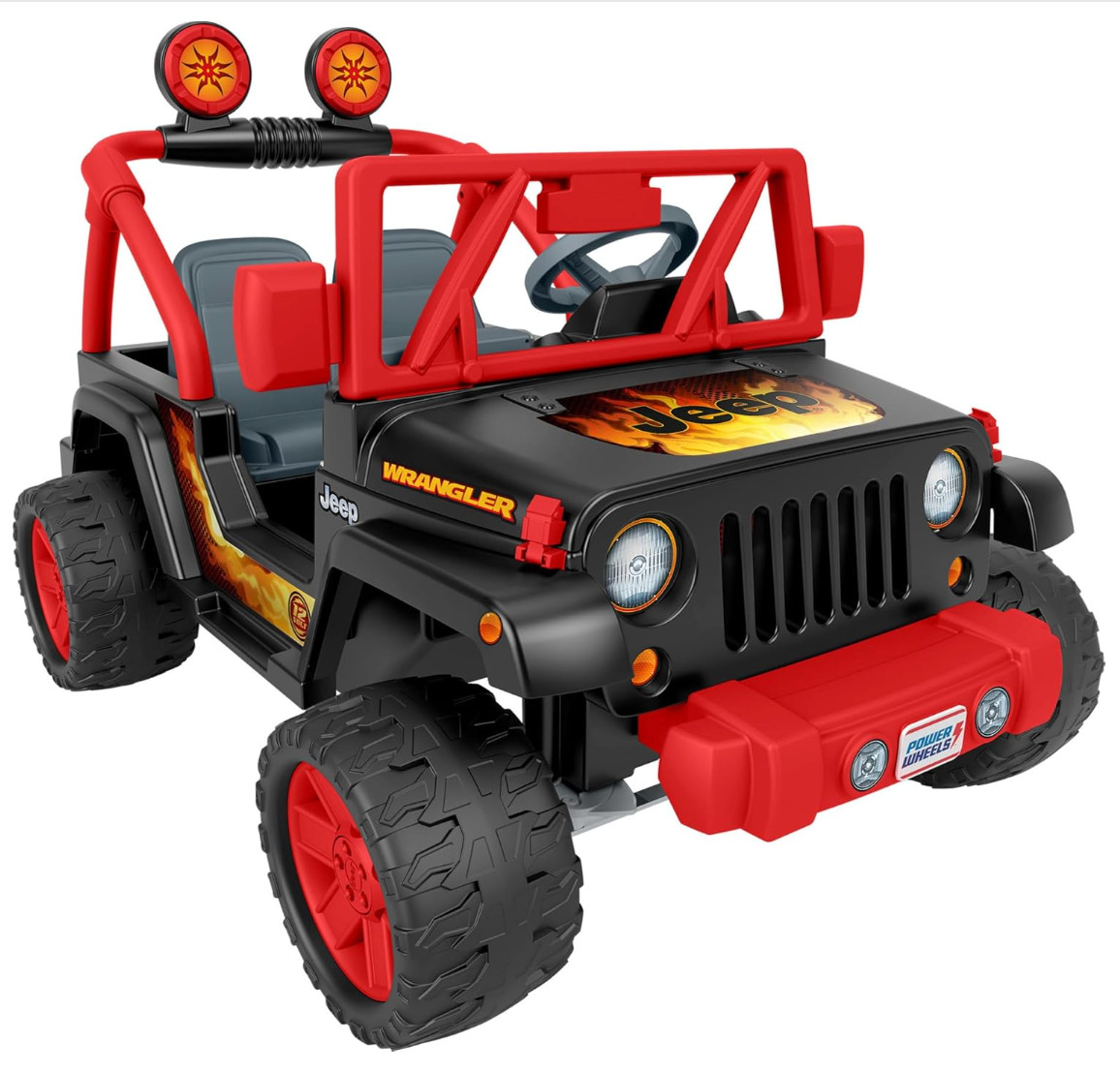 Power Wheels 12V Tough Talking Jeep Powered Ride-On – Black/Red FFR92-9993