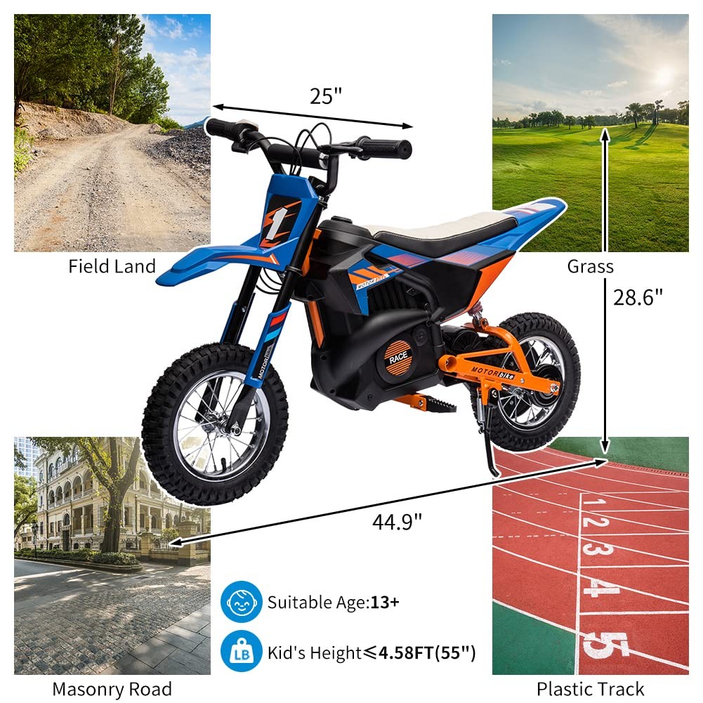Kids Motorcycle Dirt Bike 24V 7AH Battery-Powered Ride on Motorcycle Fast Speeds