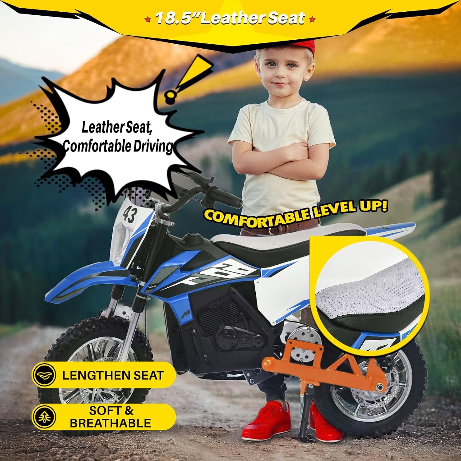 36V Electric Dirt Bike for Kids 500W Motor 15.5MPH Speed with Air-Filled Tires