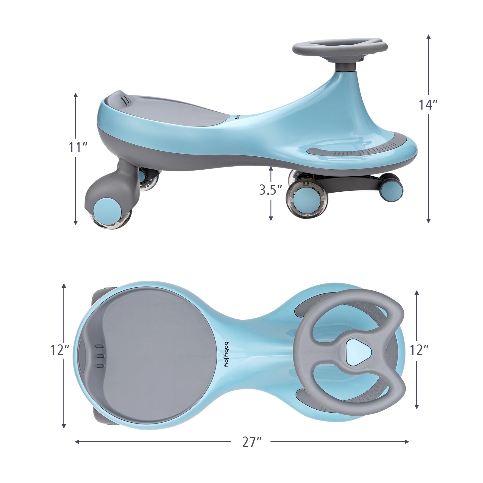 Wiggle Car Ride-on Toy w/ Flashing Wheels for Toddlers & Kids Blue