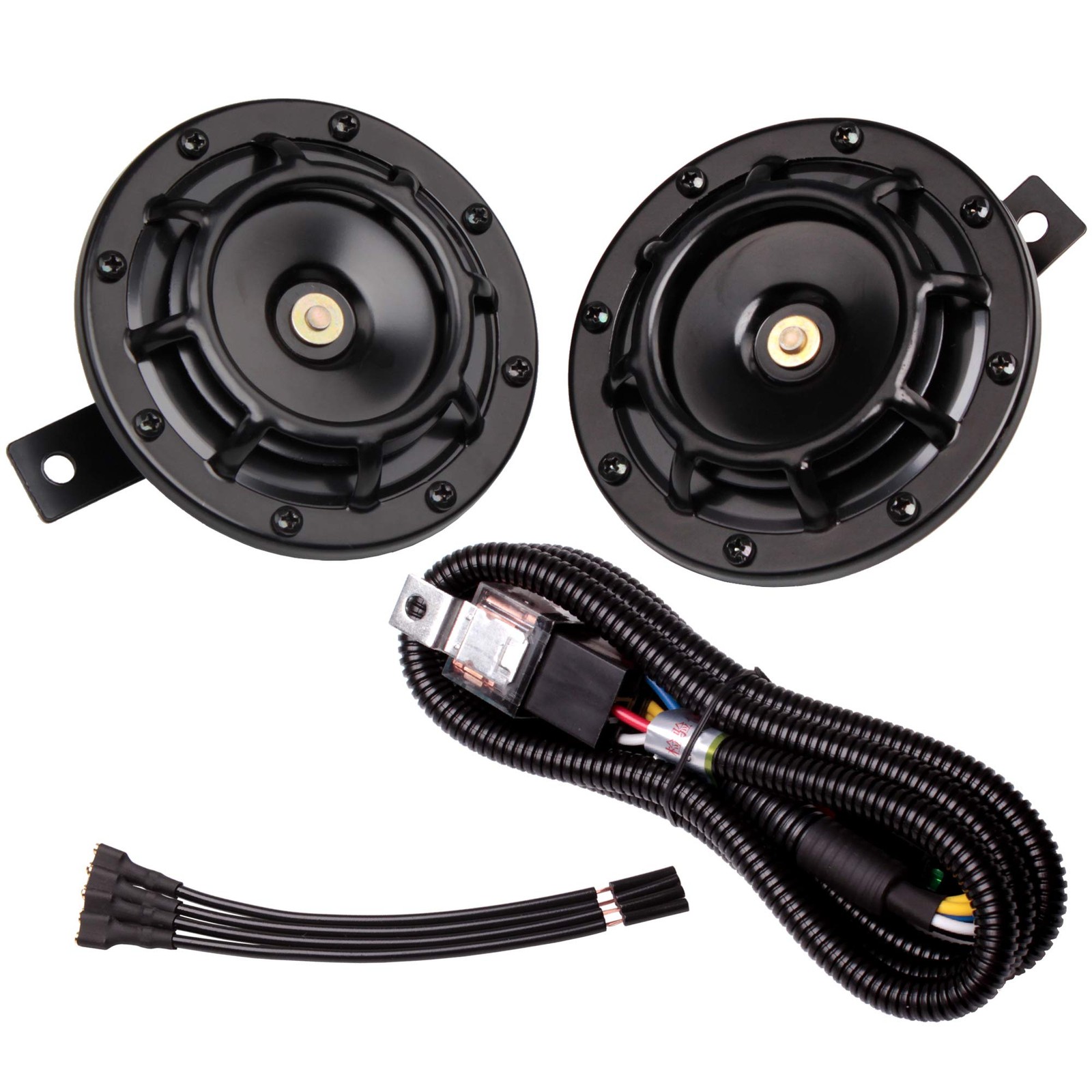 Car Horns 12v Loud High Tone/Low Tone Metal Twin Horns Kit with Relay Harness…