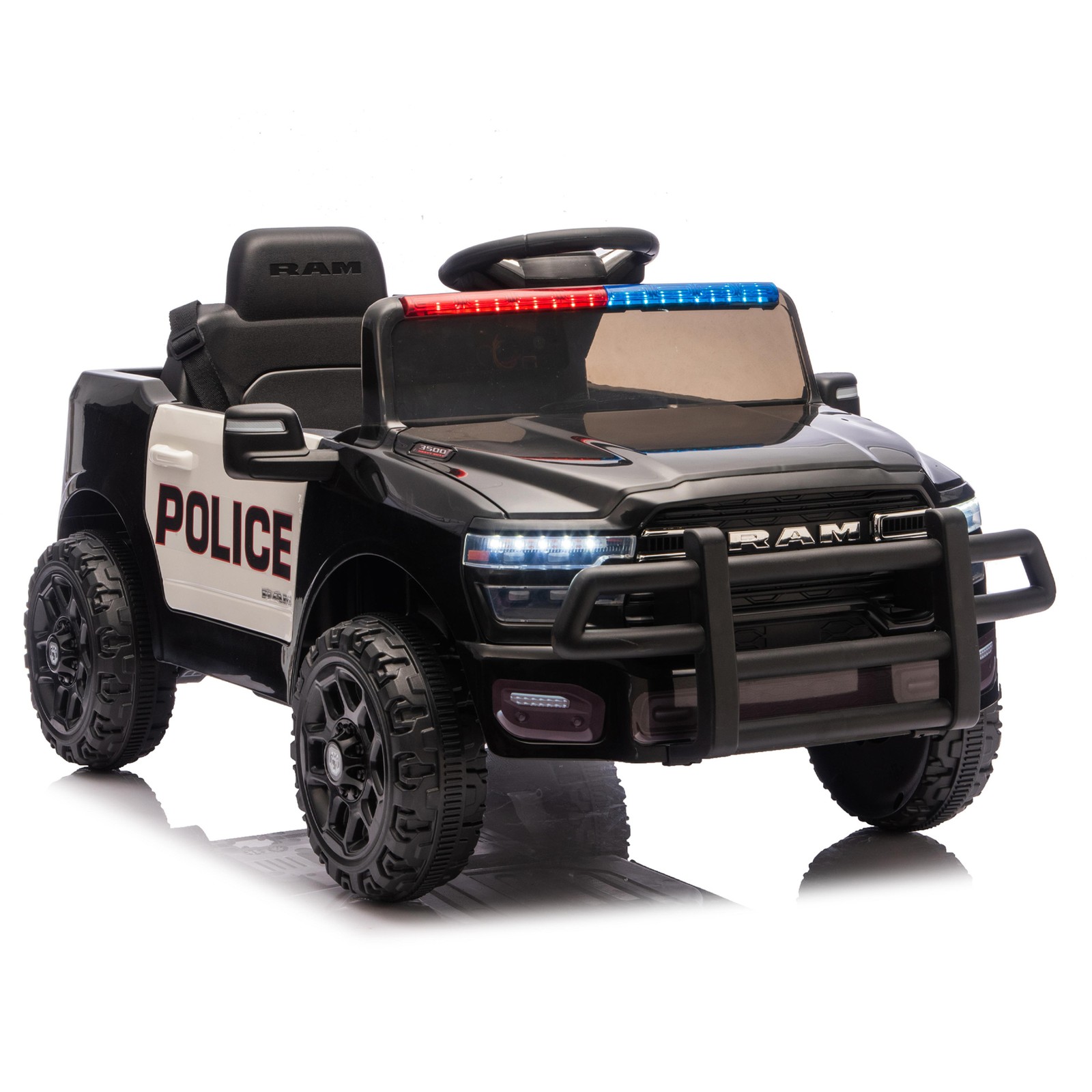 12V 4.5Ah LED Music Remote Licensed Dodge RAM 3500 Kids Ride On Police Truck Car