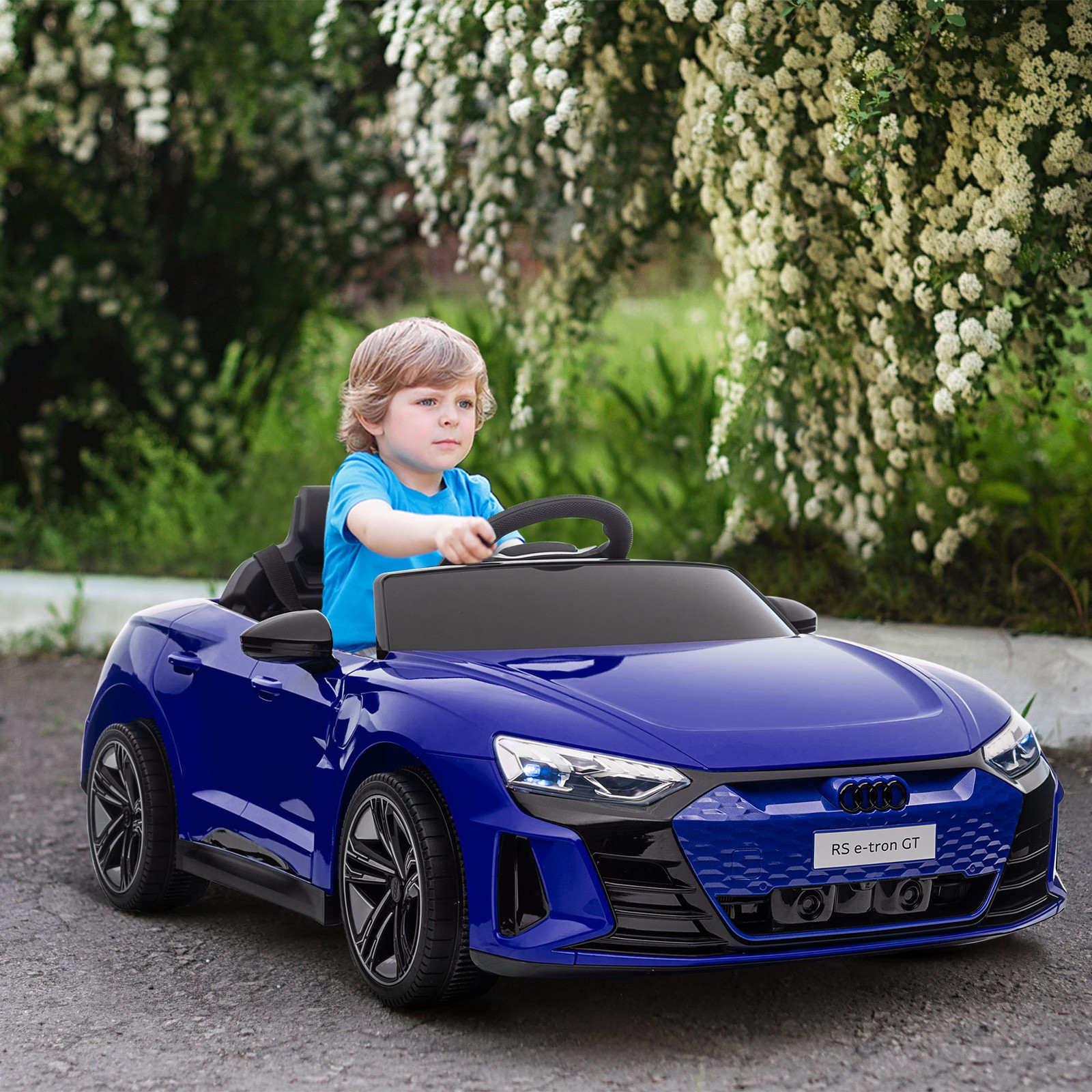 Licensed Audi 12V Electric Ride on Car with Remote Control, Horn, Dark Blue