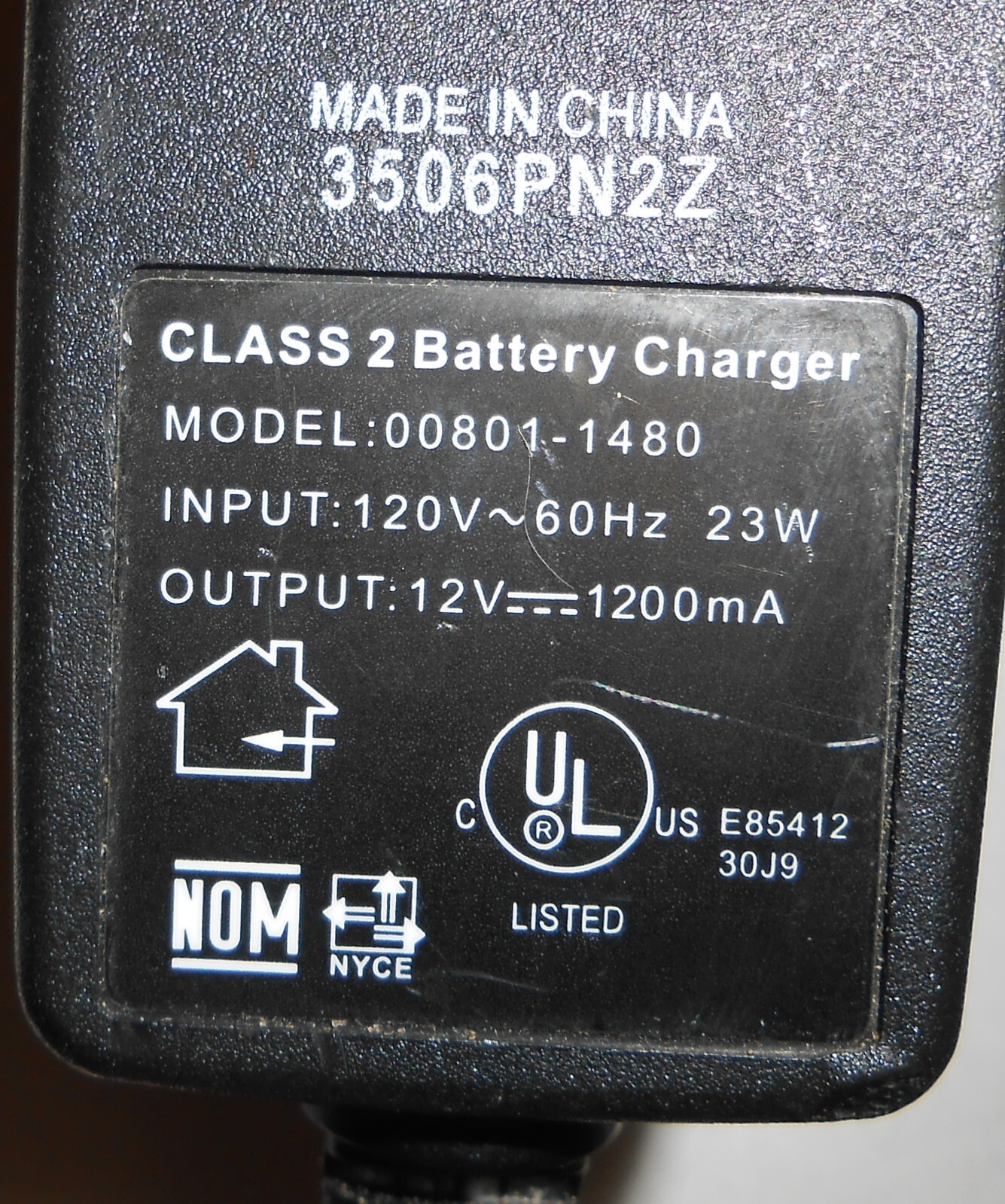 Genuine Original Fisher Price 12V Power Wheels 1200mA Battery Charger 00801-1480