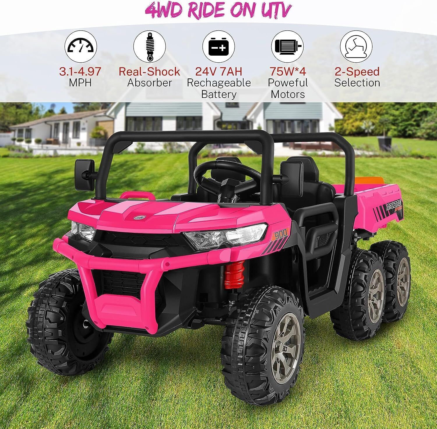 2 Seaters Kids Ride on UTV Car 24V Off-Road Electric Dump Truck w/Remote Control