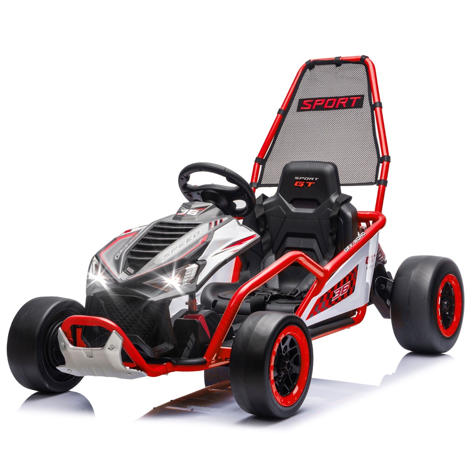 24V 400W Kids Go Kart Electric Drift Car 5-7.5MPH with Music 5-Point Safety Belt