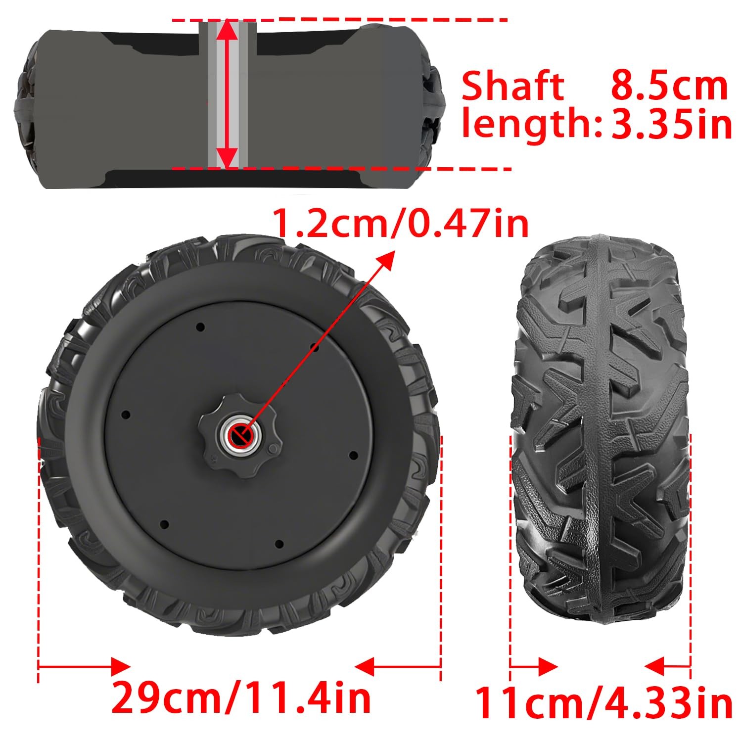 29CM Solid Rubber Tires for Power Wheels Ride-On Cars | Off-Road Upgrade