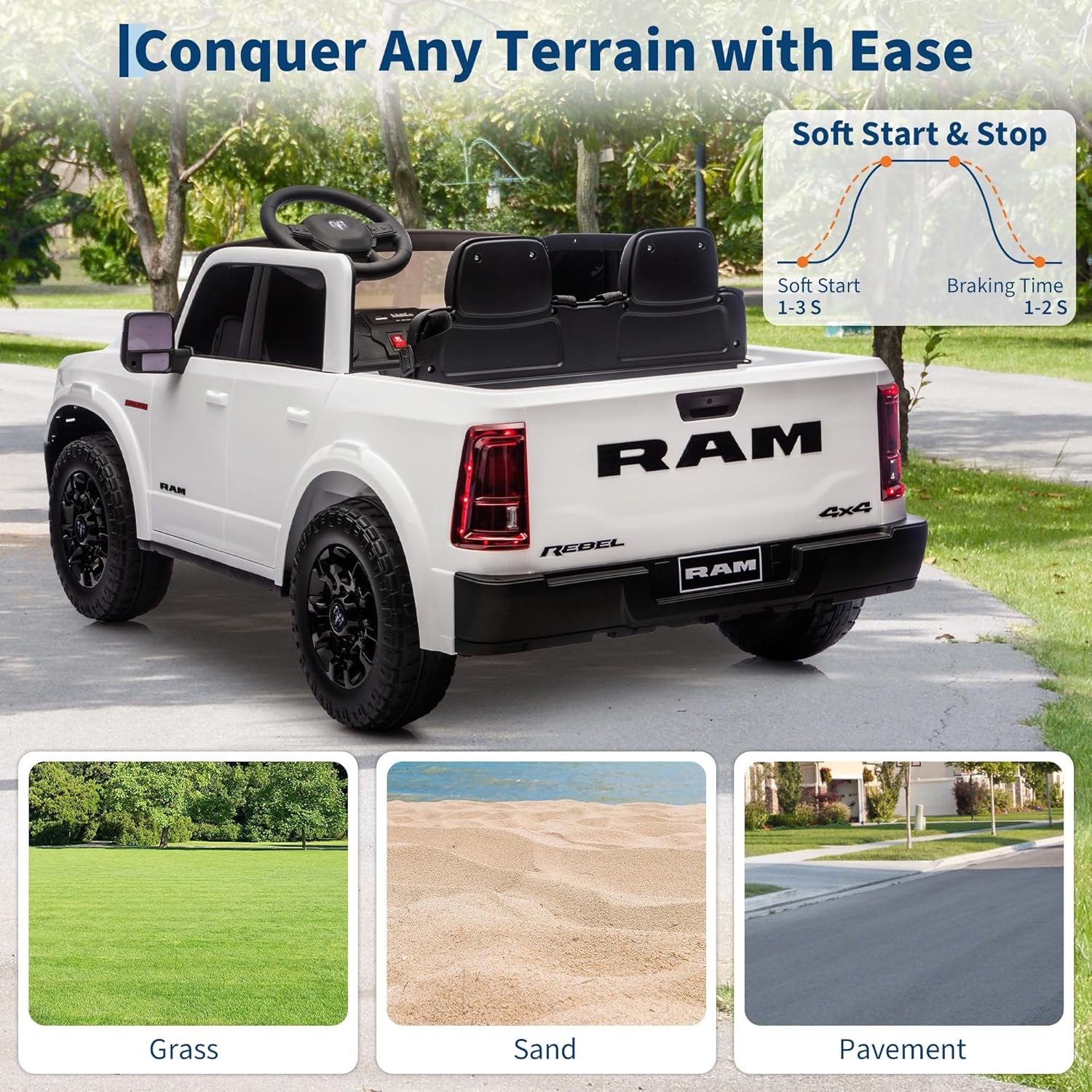 2 Seater Electric Car for Kids 24V Ride on Truck Toys Licensed RAM 2500 for Kids