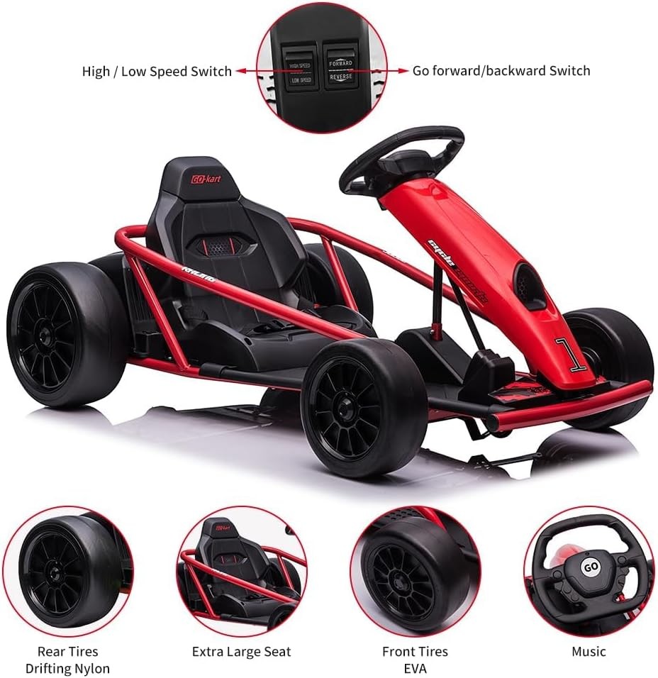 ⚡24V Electric Go Kart Kids Ride On Toy Dual 300W Motors 155lbs Capacity
