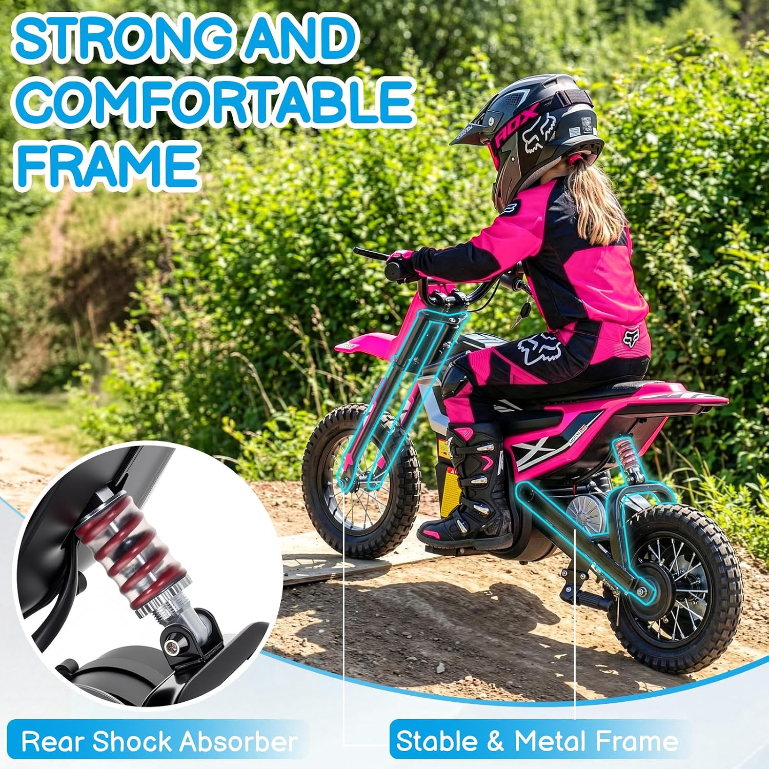 24V Kids Electric Dirt Bike, up to 14 Mph Electric Motorcycle Mini Bike, W/ 2.75