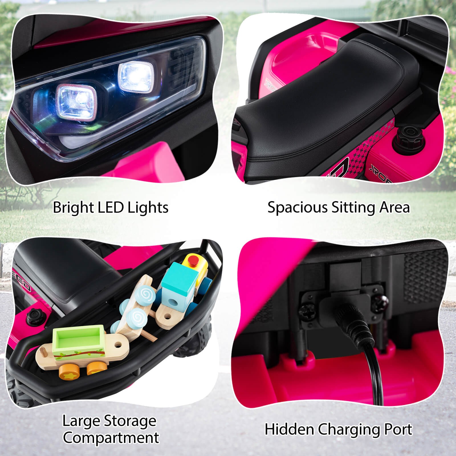 24V Kids Ride on Electric ATV Car Toy w/ Spring Suspension & LED Lights USB