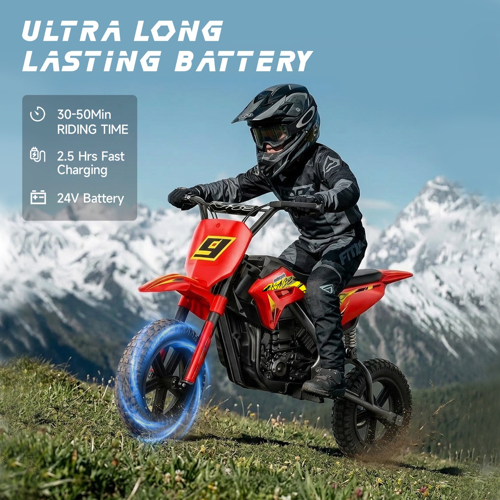 24V Kids Motorcycle Electric Dirt Bike Batteryed 11MPH w/Drum Brakes Twist-grip