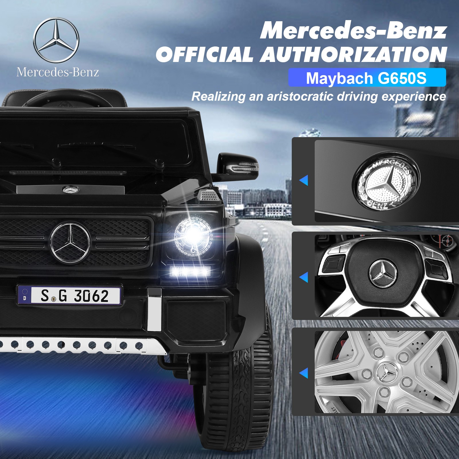 Black Electric 12V Battery Kids Ride On Car Truck ToyGift w/Remote+Light+MP3+USB