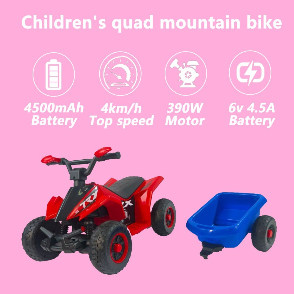 6V Kids Ride on ATV 4 Wheeler Electric Power Wheels Quad Car with Music, Light