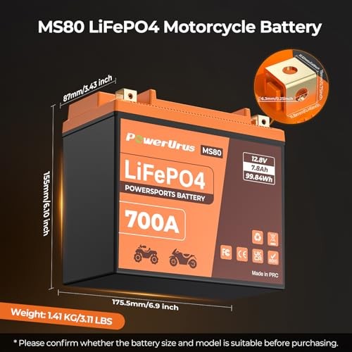 Lithium Motorcycle Battery, 700A Lithium LiFePO4 Motorcycle LiFePO4 MS80