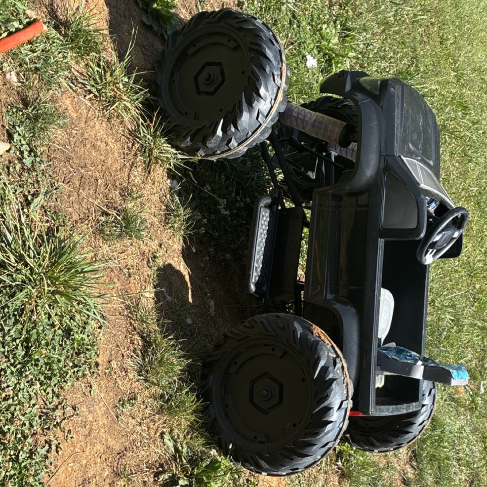 Kids Battery Powered Ride-On Truck, Black Off-Road Style, Large Tires