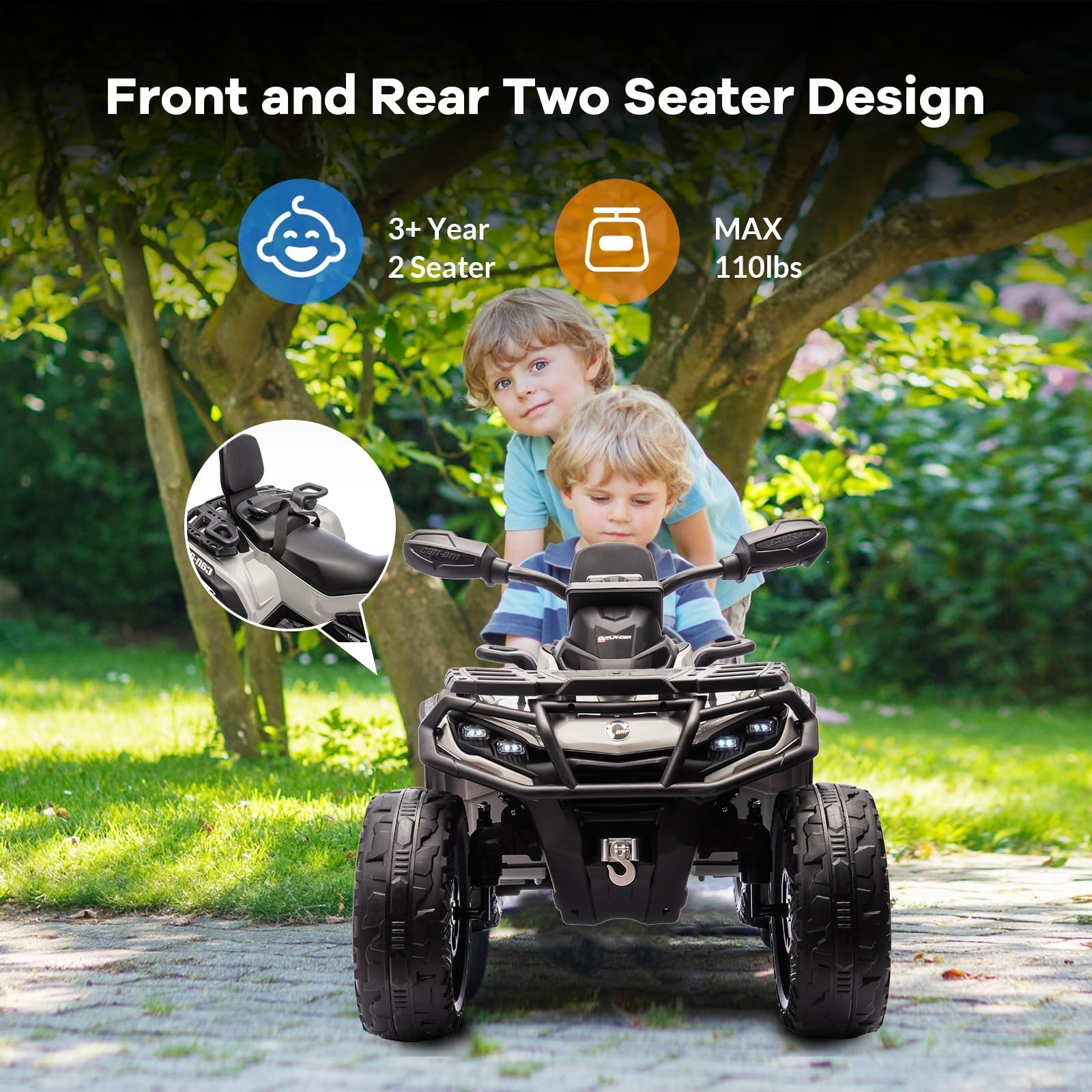 Christmas Electric Ride On ATV 2 Seaters 24V Ride On Car Licensed Can-Am For Kid