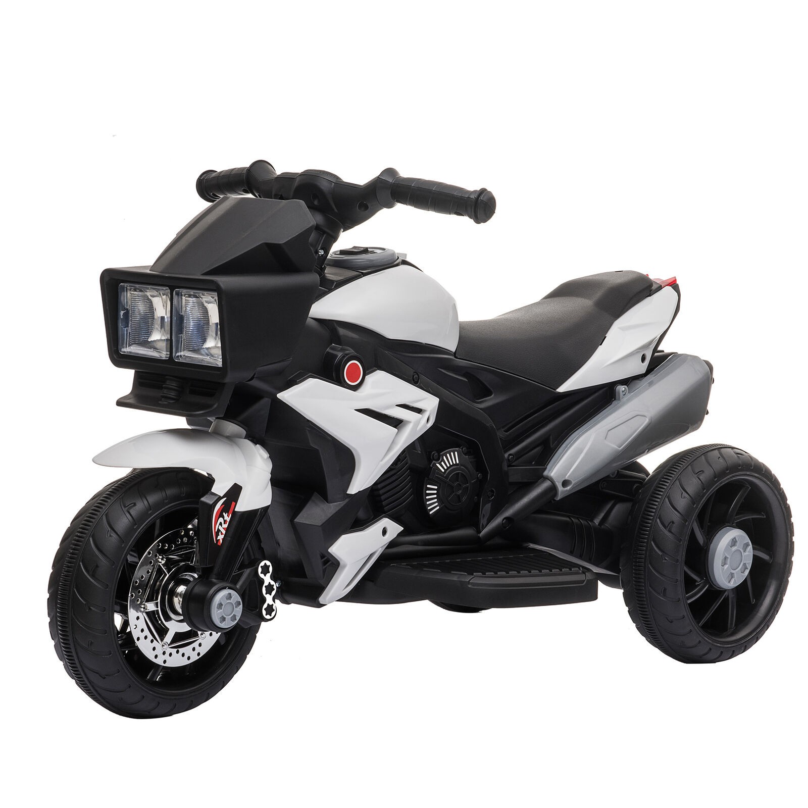 3-Wheel Kids Ride On Motorcycle W/ High-Traction Wheels, White