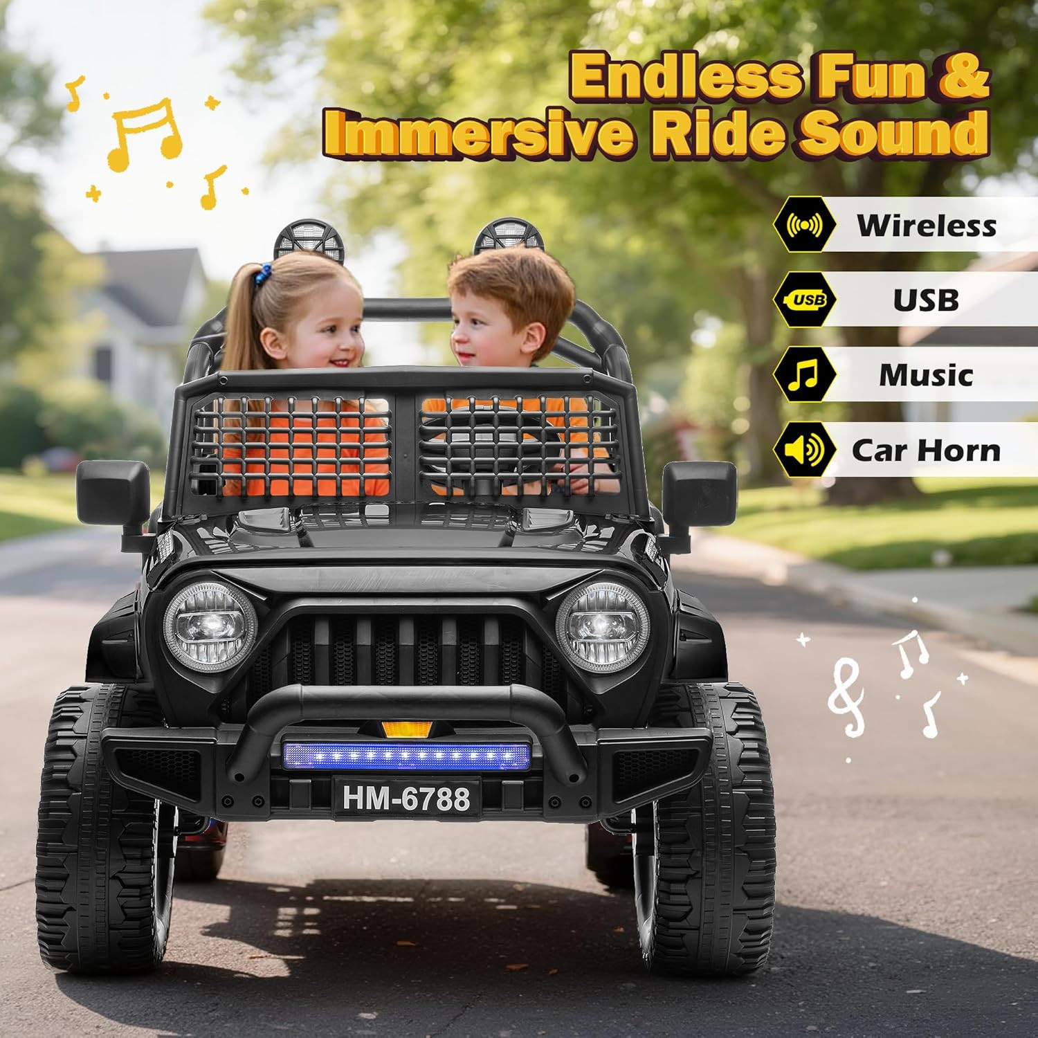2 Seater Ride on Car for Kids, 24V Electric Vehicles W/20 Large Wide Seat, 4 Whe