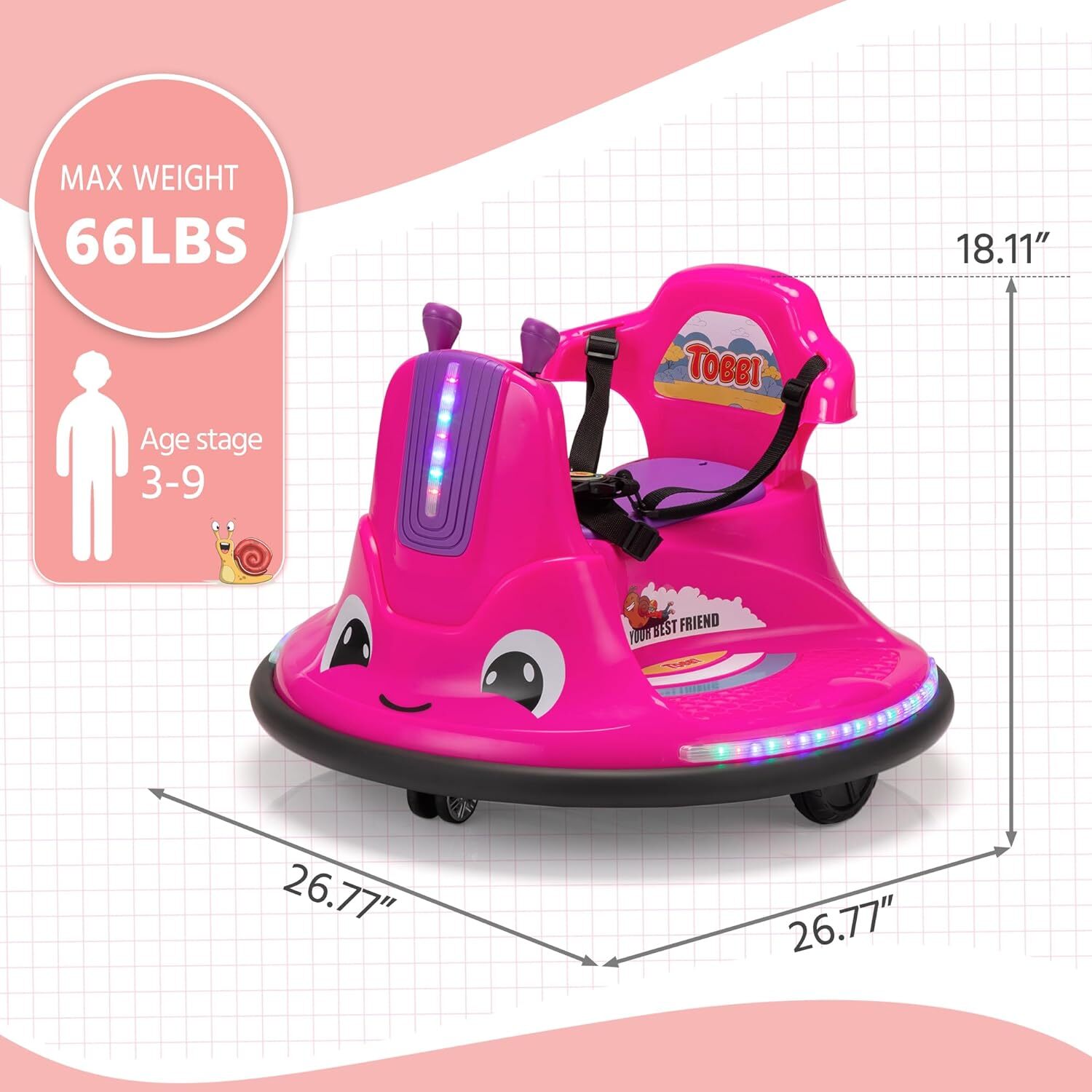 TOBBI 12v Toddlers Bumper Car Electric Ride On Toy 360 Degree Spin with Remote