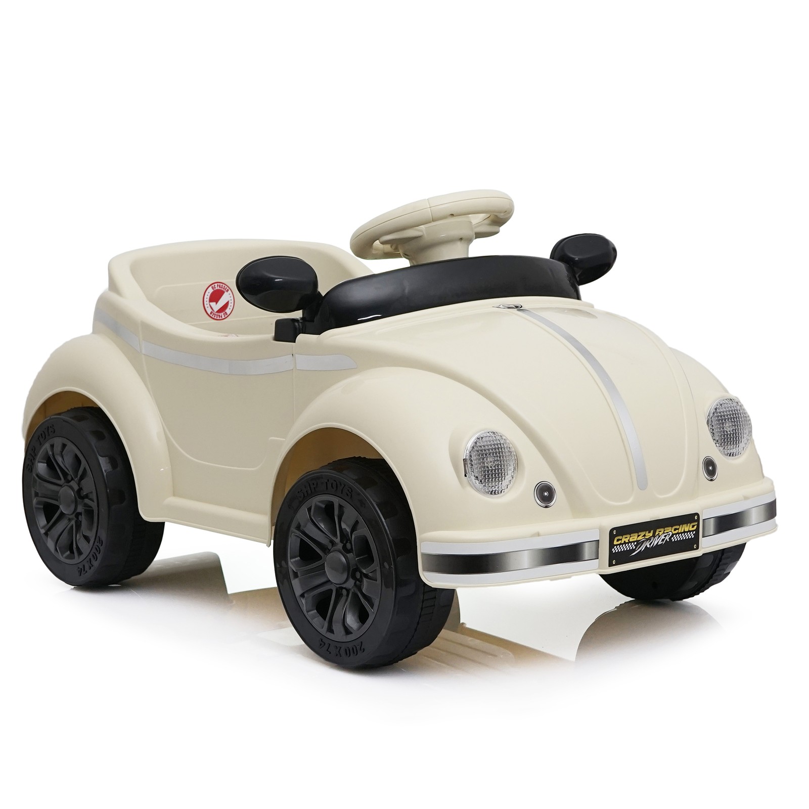 12V Kids Ride On Car Wheel LED USB & Bluetooth Suitable for Kids Aged 2-4 Beige