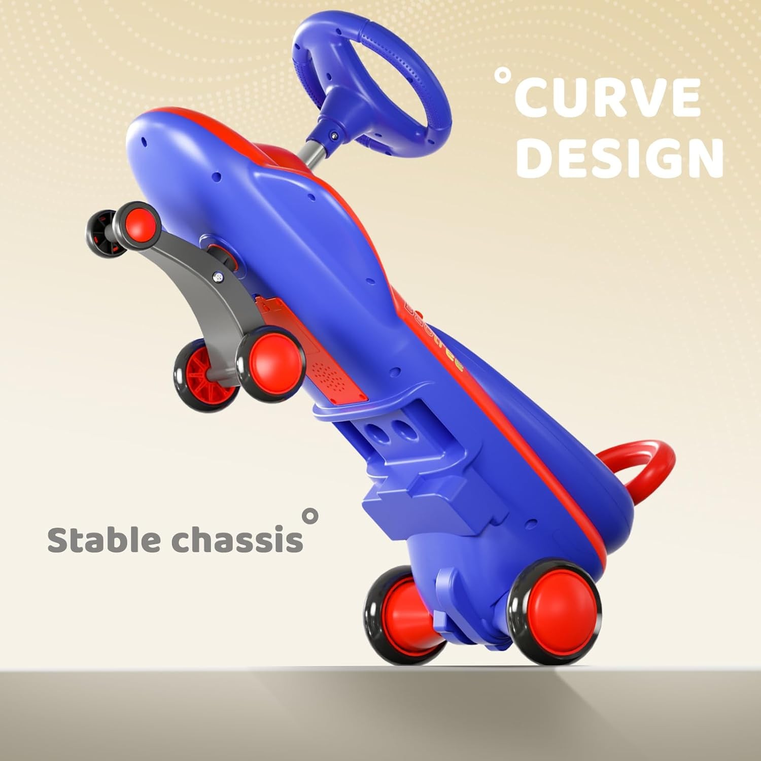 12V Kid Electric Wiggle Car with Pedal Rechargeable Battery LED Lights Swing Car