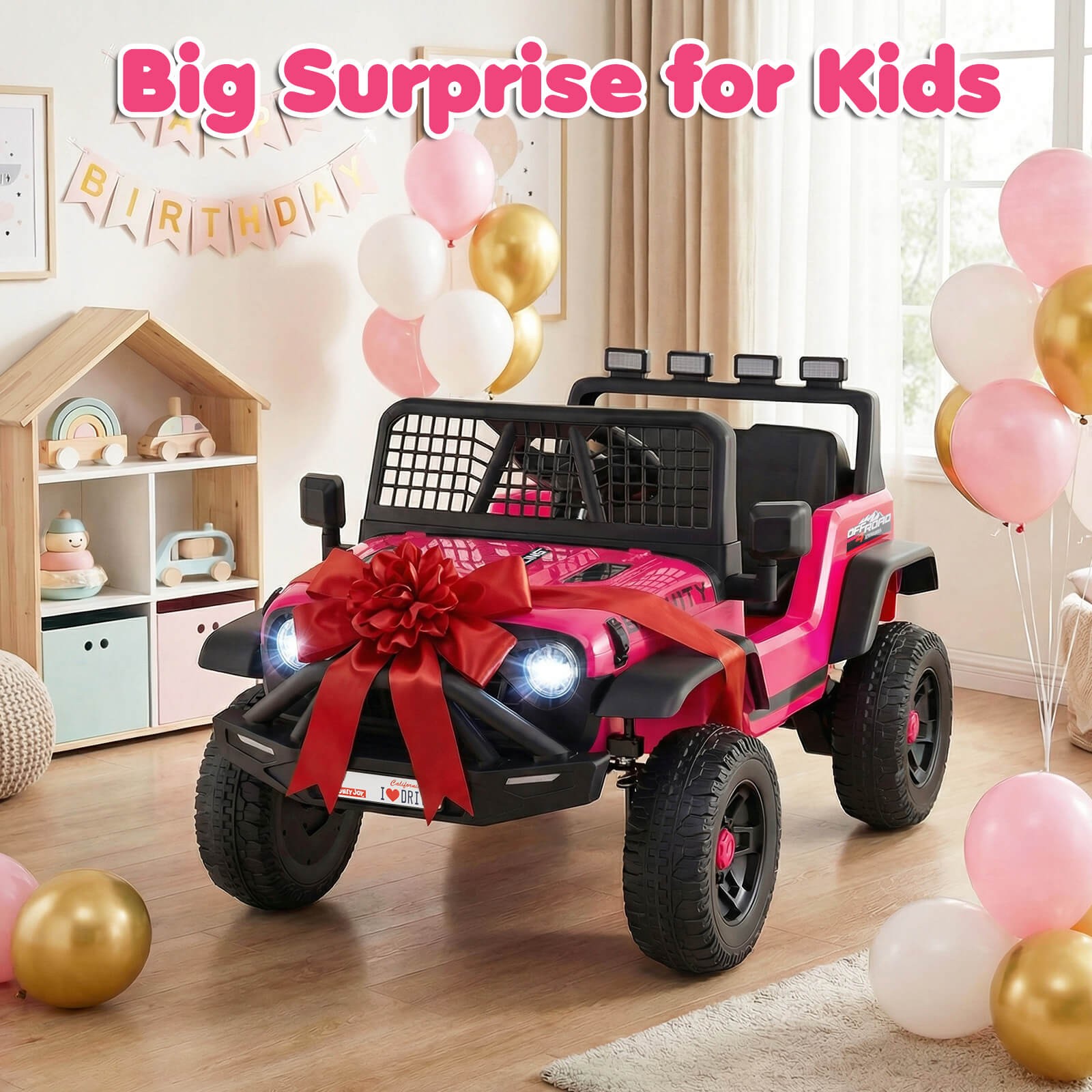 24V Ride On Car w/Remote Control Music LED Headlights Spring Suspension for Kids