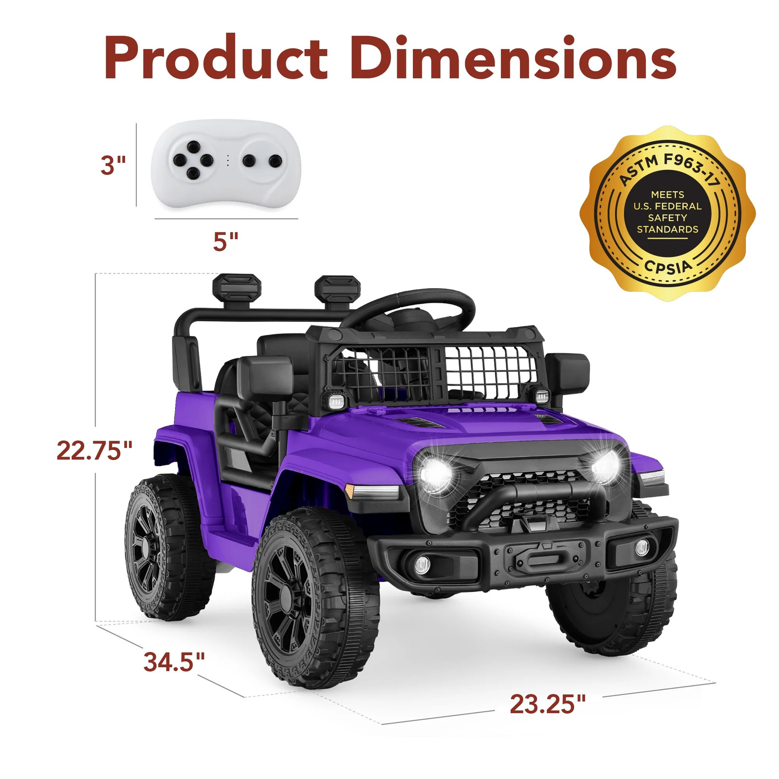 6V Kids Ride-On Truck Car W/ Parent Remote Control, 4-Wheel Suspension, LED Ligh