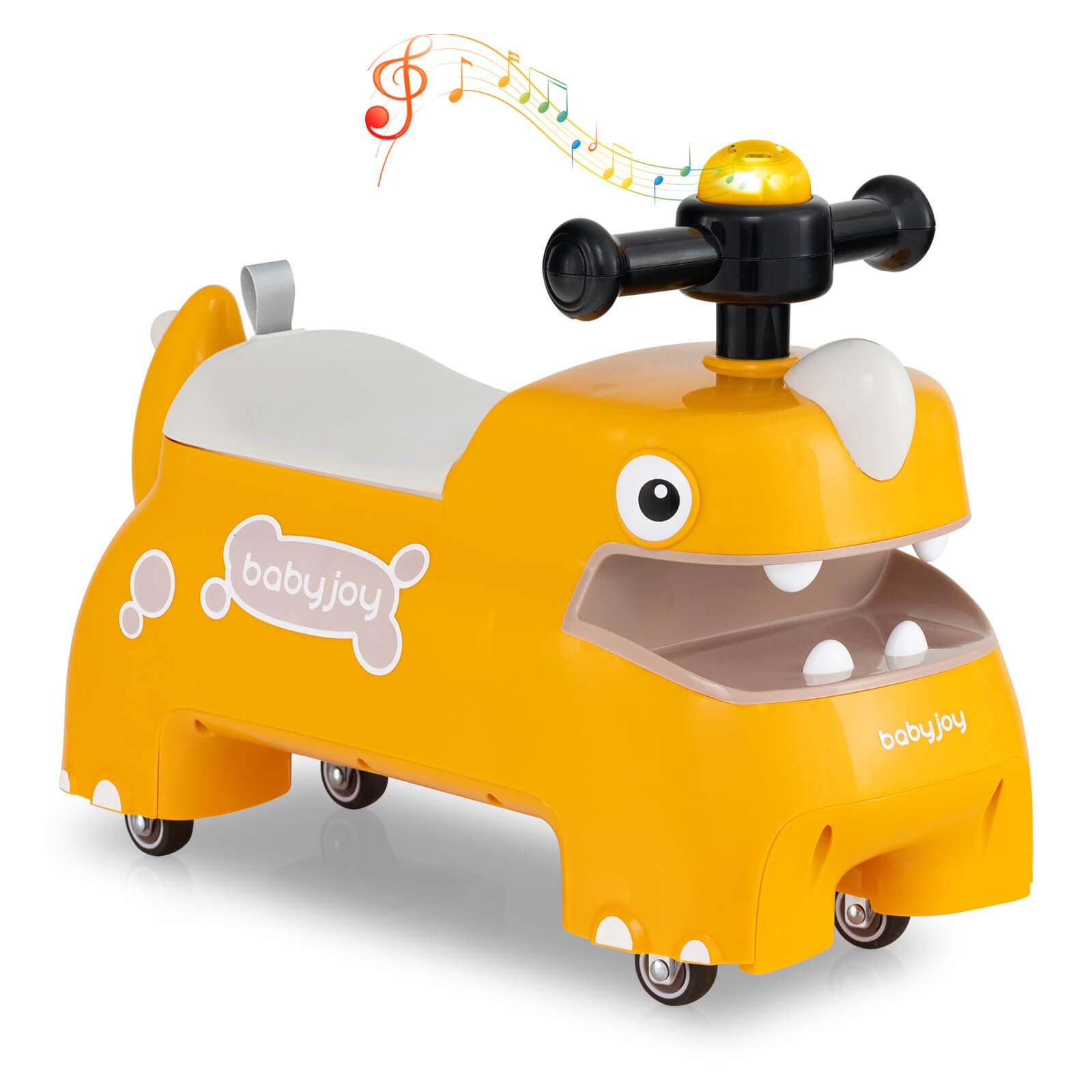 Ride on Toy Baby Dinosaur Sliding Car w/ 4 Universal Casters Under-Seat Storage