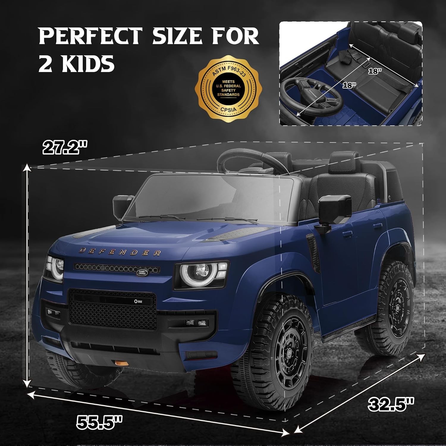 24V 4 MPH 2-Seater Licensed Land Rover Defender Octa Ride on Car with Parent Rem