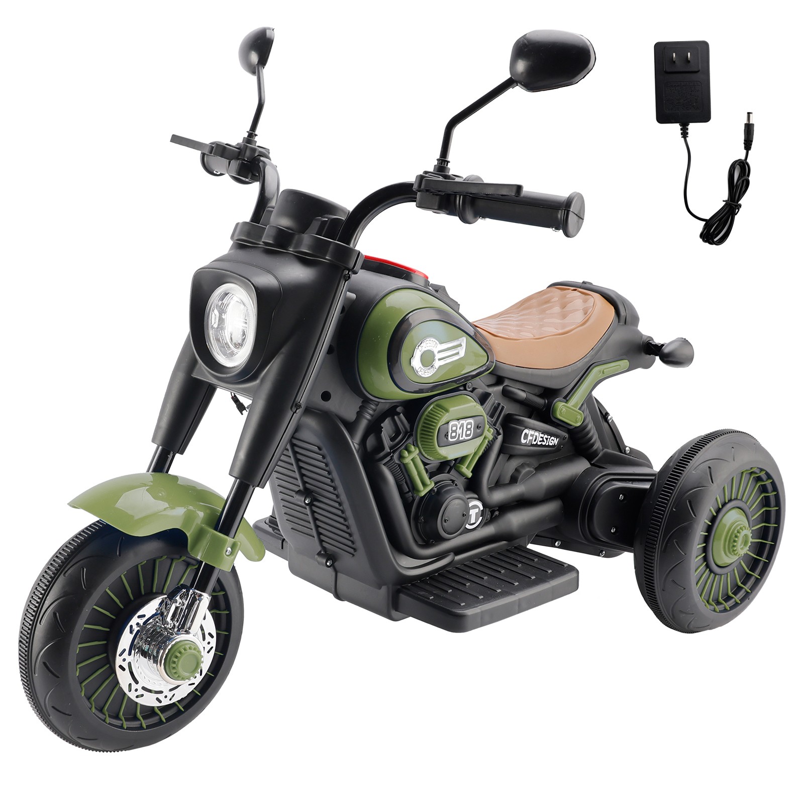 3Wheel 6V Kid Ride On Motorcycle Electric Toy With Colorful Light Music Green