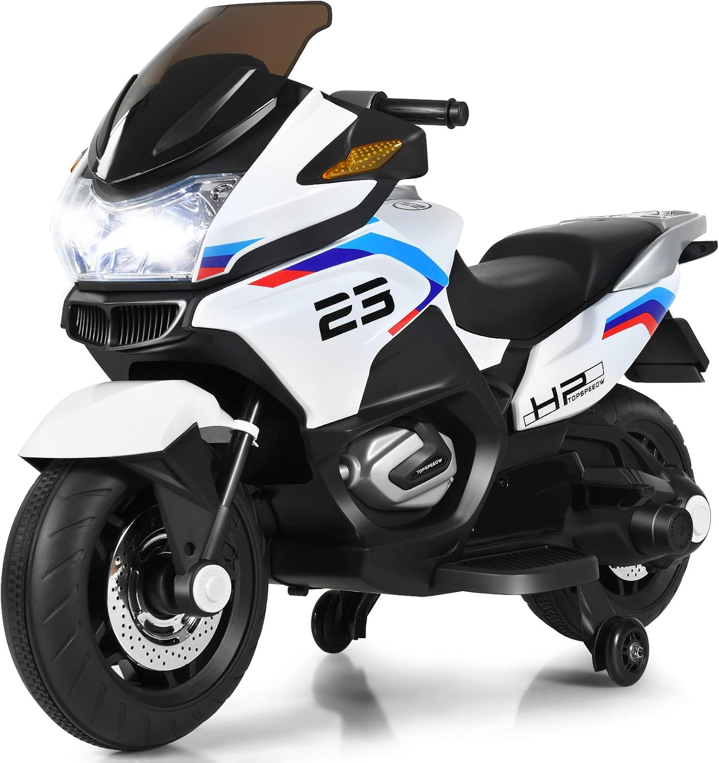 12V Kids Motorcycle, Battery Powered Electric Vehicle for Kids, Training Wheels,