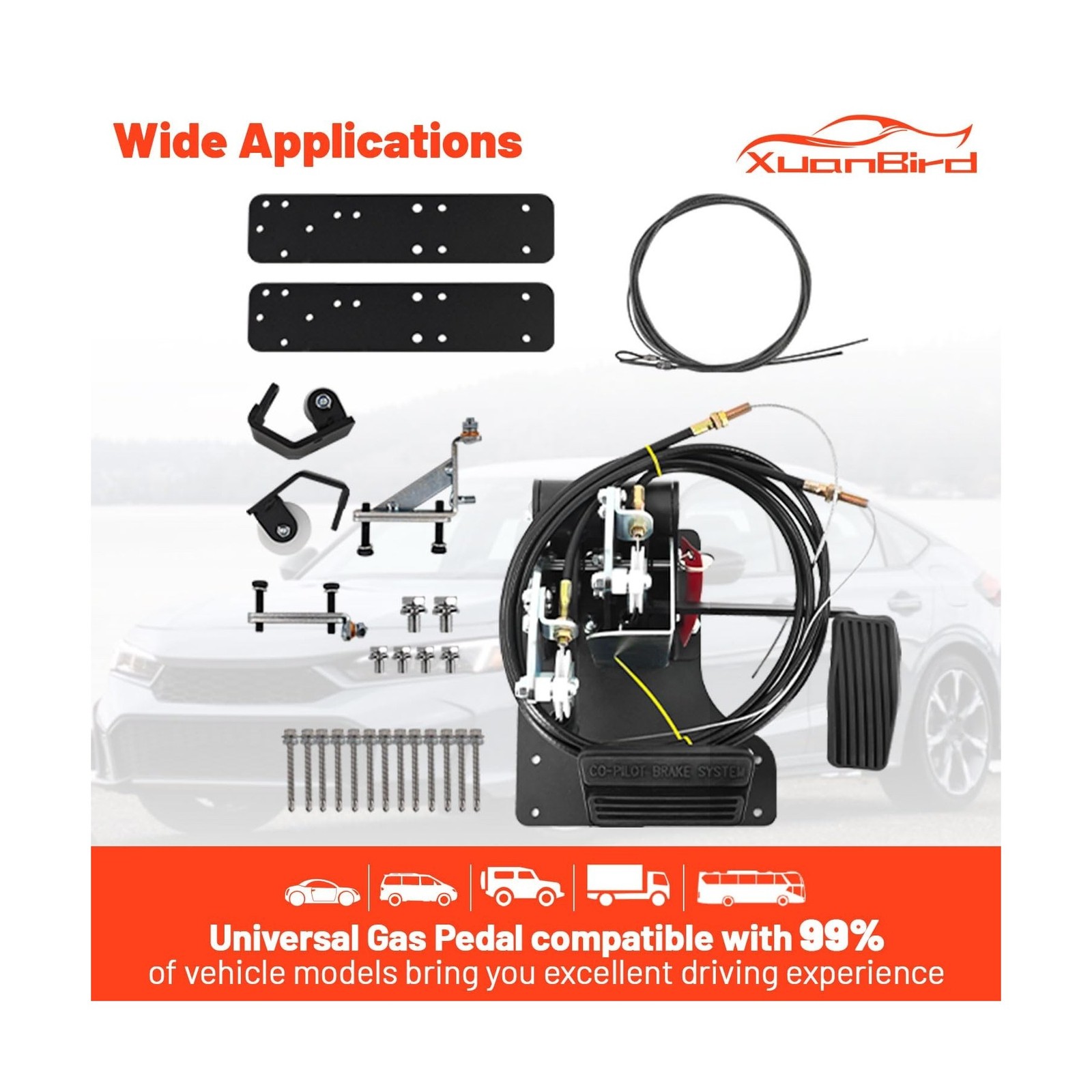 Instructors Passenger Side Universal Gas and Brake Pedal Dual Control Car Gas…