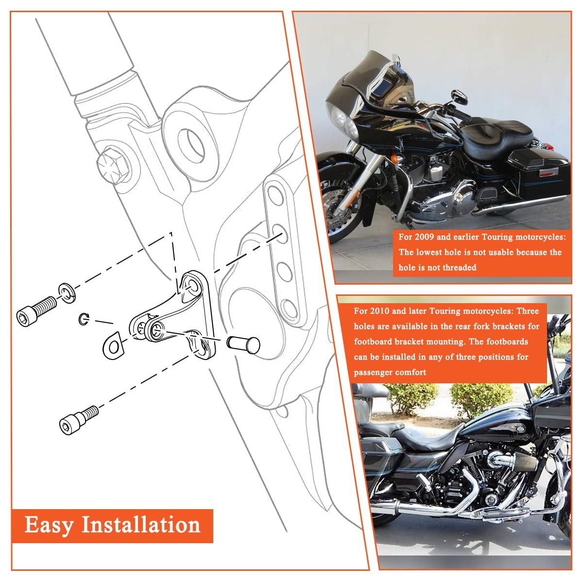Motorcycle Parts,Passenger Mini Footboard Mount Kit for Harley Touring models…