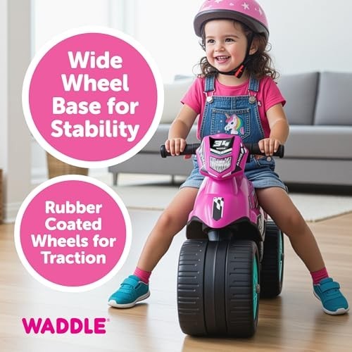 Kids Motorcycle Balance Bike – Toddler Ride-On Toy with Sounds, Wide Wheels, Foo