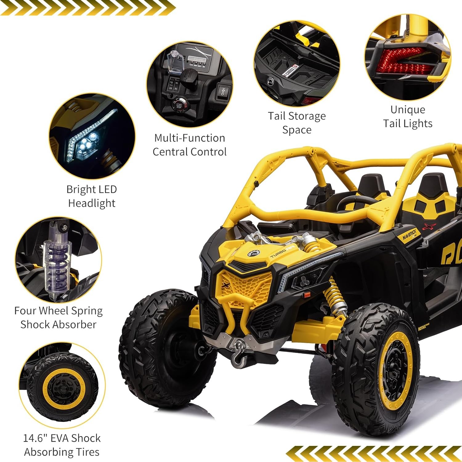 Electric 2-Seater Ride-On UTV for Kids, 24V Dual Battery,4 Motors,Remote Control