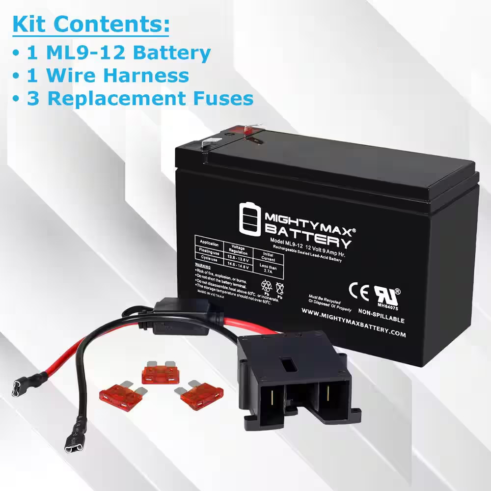 Drop in Replacement for 12-Volt 9AH Power Wheels Ride on Toy Battery Kit and Har