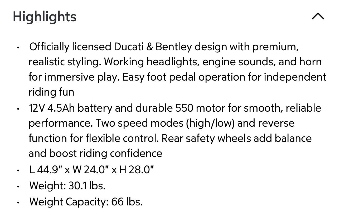 New Bro Ducati & Bentley Motorcycle Kids 12V Ride-On