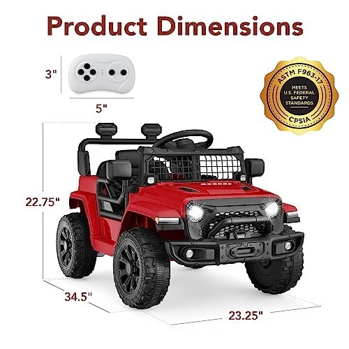6V Kids Electric Ride-On Truck Toy, Remote Control, 4-Wheel Suspension, LED Ligh