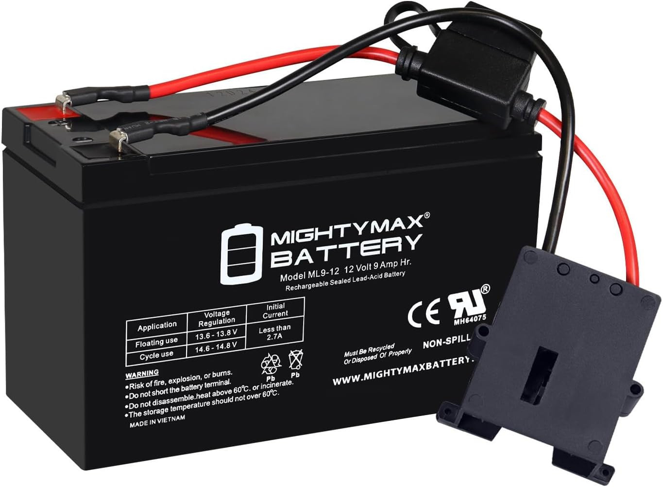 Drop in Replacement for 12V Power Wheels Ride on Toy 9Ah Battery Kit and Harness