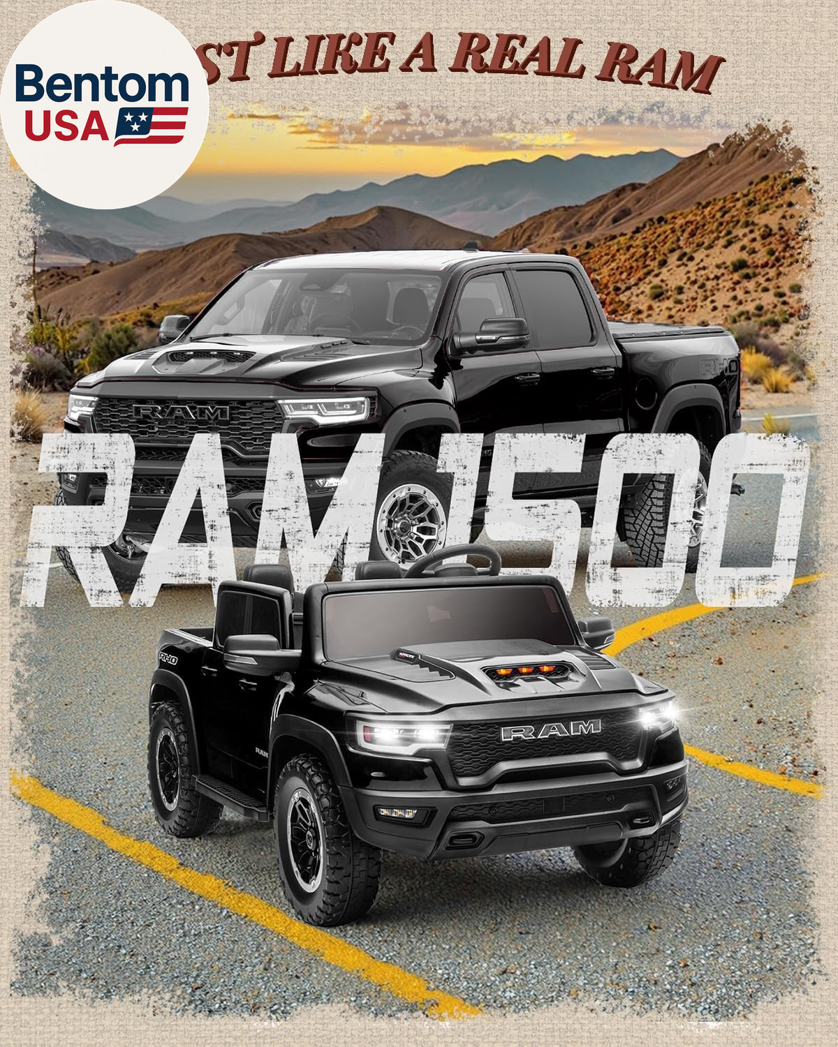 24V Ride on Toys for Big Kids, Licensed RAM 1500 RHO Electric Car for Kids W/Rem