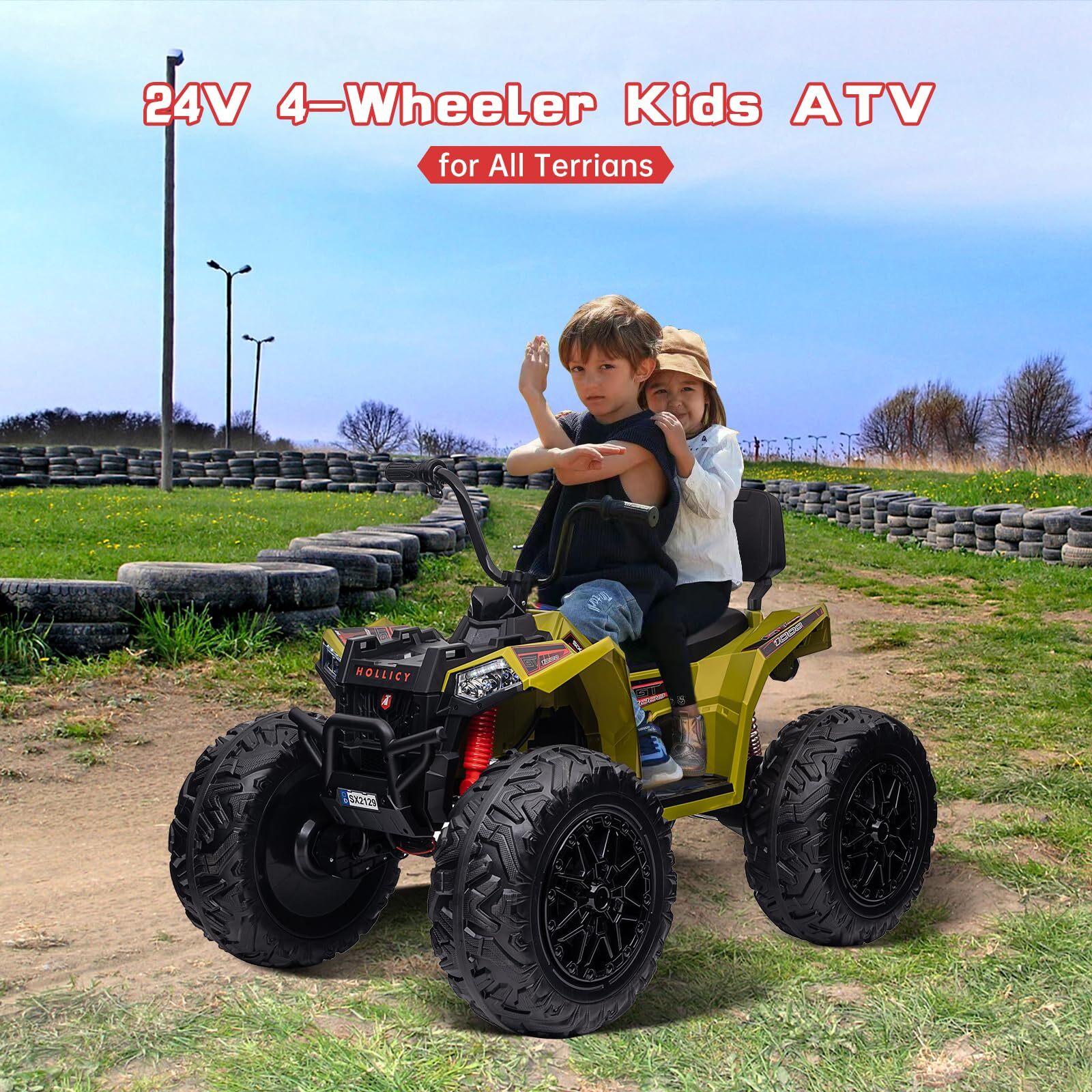 24V Kids Ride on Car Electric Fun ATV Toys 4WD Off-Road Vehicle 4 Wheeler Quad