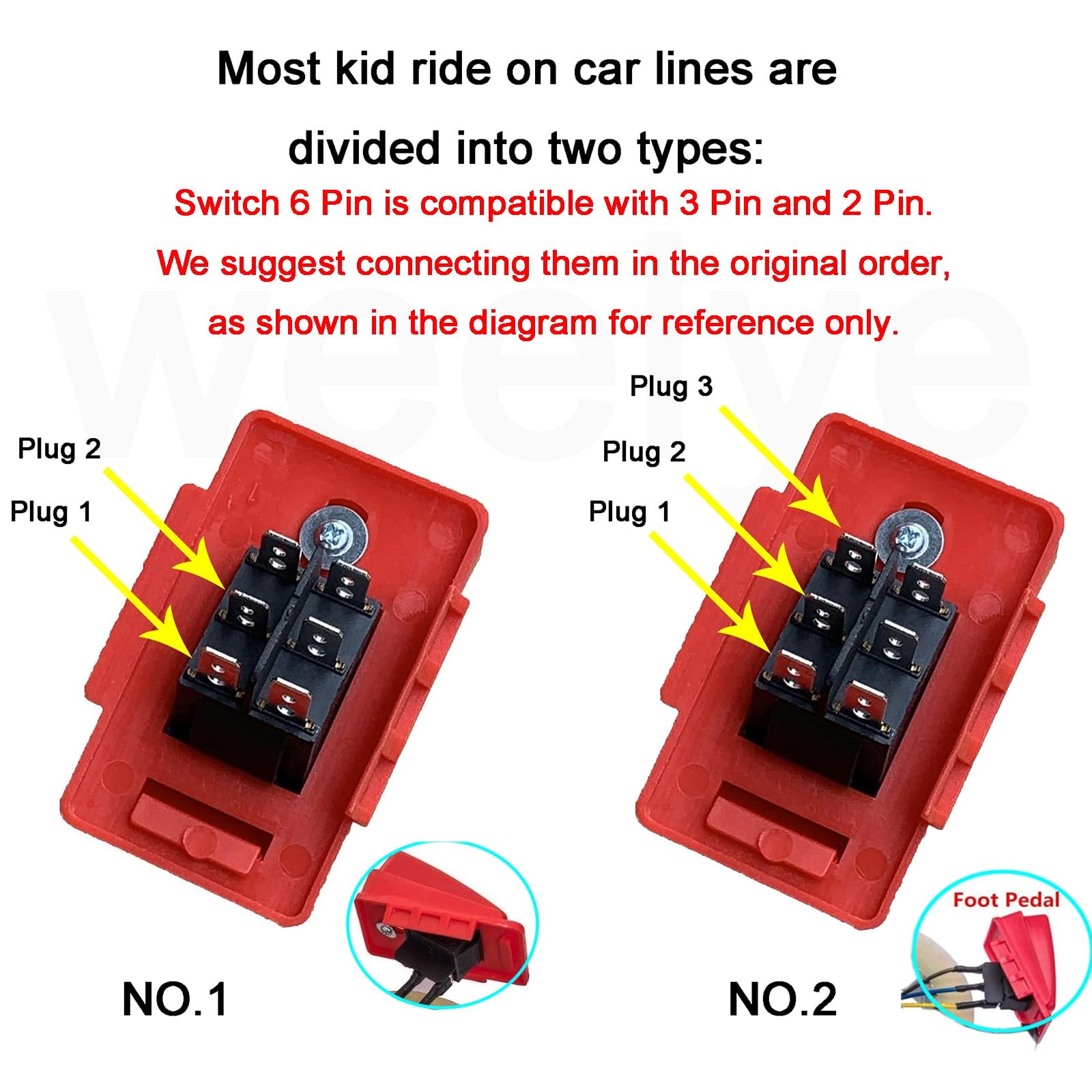 6volt 12volt Accelerator Foot Pedal Reset-Control Switch for Kids Ride On Car…