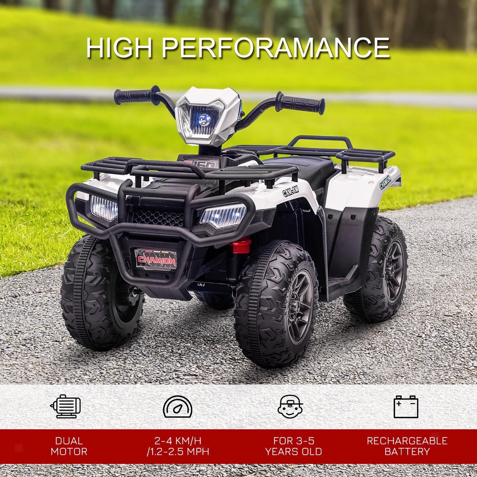 12V Ride on ATV for Kids, Kids Electric 4 Wheeler with Headlight,