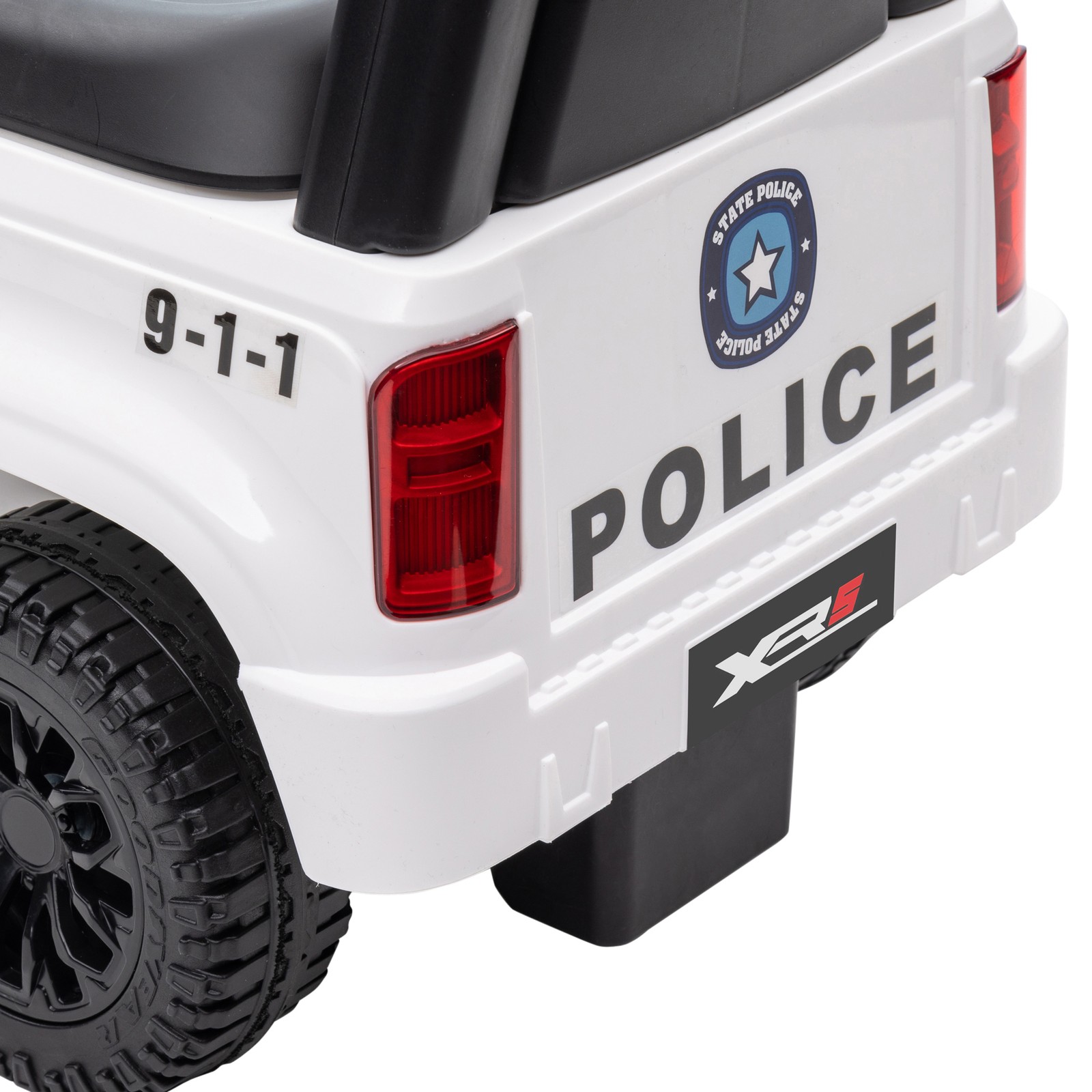 Kids Sliding Car Police Truck Style Ride On W/ Under-Seat Storage White
